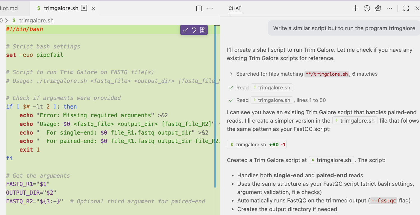A screenshot showing the icon to open the GitHub Copilot chat.